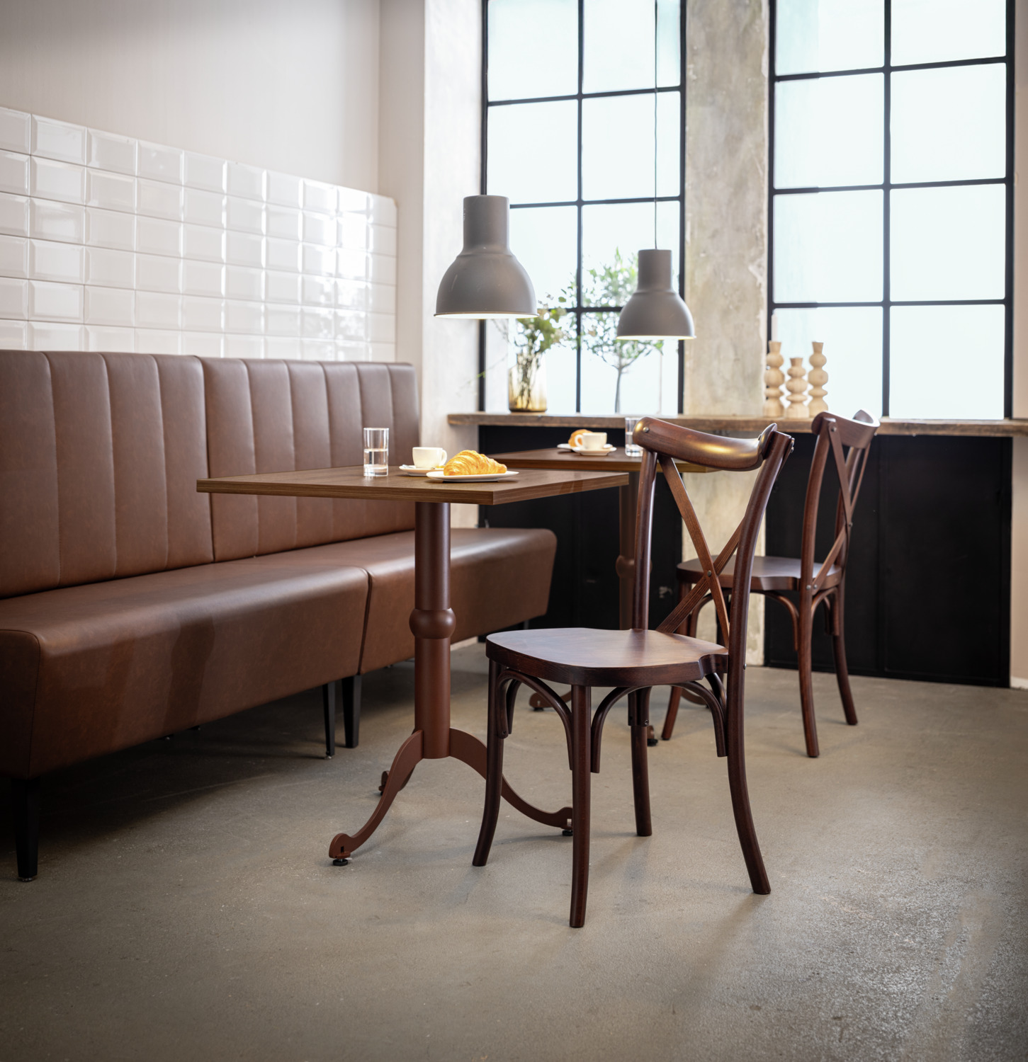 VEGA Bentwood Crossback Chairs, Solid Beech Wood, Stackable, Walnut Color, 41 x 41.5 x 89 cm, FSC-certified, Set of 2