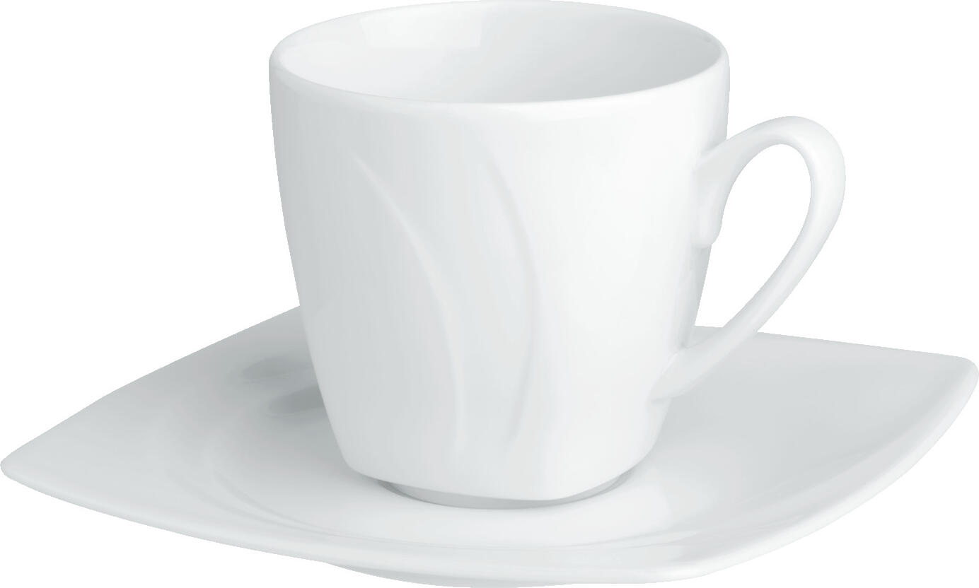 Set de 6 cești de cafea VEGA Vilano, 200 ml Porțelan Alb, Rezistente la Mașina de Spălat Vase și Cuptor cu Microunde, Diametru 7.5 cm
