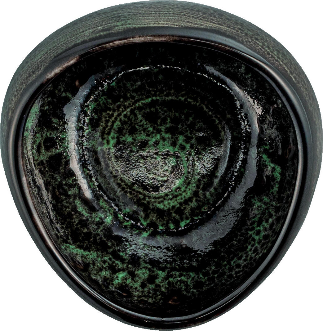 Set de 6 boluri mici organice din porțelan VEGA Black Reef, 160ml, Verde/Negru, Pictate Manual, Rezistente la Zgârieturi și Impact