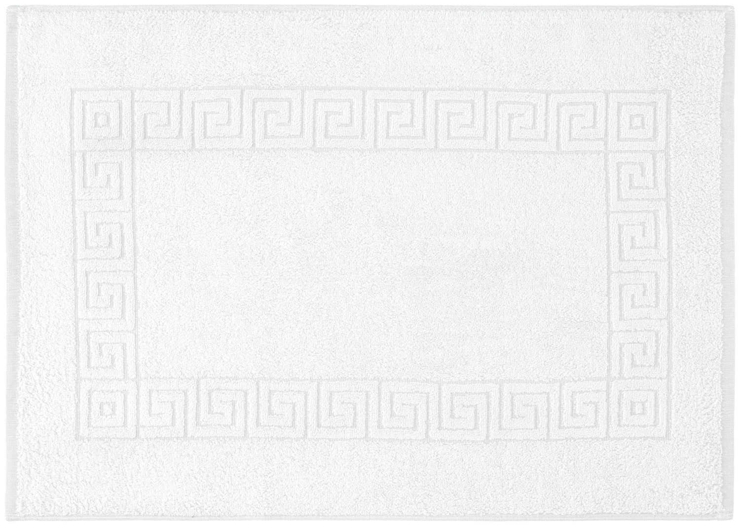 PULSIVA LUSINI Solutions GmbH Bath mat Athen with border Badematte Athen mit Borte Bath mat Athen with border; 50x70 cm (WxL); white Badematte Athen mit Borte; 50x70 cm (BxL); weiß 100% cotton. Weight approx. 600 g/m². Twisted terry bath mat with Greek border all around. Durable and absorbent in subtle pastel shades. Personalization possible. 100 % Baumwolle. Gewicht ca. 600 g/m². Zwirnfrottier Badematte mit griechischer Bordüre ringsum. Langlebig und saugfähig in dezenten Pastelltönen. Personalisierung möglich.