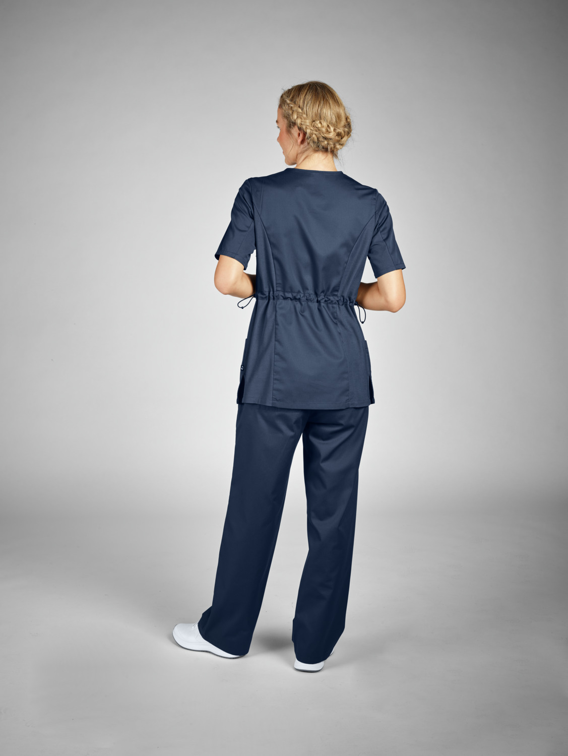Jobeline Ally Women's Pull-On Tunic, V-Neck Medical Scrub Top with Drawstring Waist, Polyester-Cotton Piqué, 2 Patch Pockets, OEKO-TEX Certified