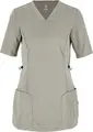 JOBELINE LUSINI Solutions GmbH Women's pull-on tunic Ally Damen Schlupfkasack Ally Women's pull-on tunic Ally; Size XL; stone-grey Damen Schlupfkasack Ally; Kleidergröße XL; steingrau 65% polyester, 35% cotton. 200 g/m². 60°C wash. Sporty women's slip-on tunic made from an extra-light and breathable fabric. With a V-neck and two large patch pockets, including two pen pockets above the hem. The side parts and the lower part of the sleeves are made from a breathable and elastic piqué material, which not only ensures an extremely comfortable fit, but also a particularly high level of breathability. With a slightly rounded hem and side slits. Whether straight or tailored cut, uncomplicated and quickly adjustable thanks to the waistband with drawstring at the back. With an extra long back. Back length: 72 cm for size 36. 65 % Polyester, 35 % Baumwolle. 150 g/m². 60°-Wäsche. Sportiver Damenschlupfkasack aus einem extraleichten und atmungsaktiven Gewebe. Mit V-Ausschnitt, sowie zwei großen aufgesetzten Taschen, inklusive zweier Stifttaschen über dem Saum. Die Seitenteile, als auch der untere Teil der Ärmel bestehen aus einem atmungsaktiven und elastischen Piqué Material, was nicht nur für eine äußerst bequeme Passform, sondern auch eine besonders hohe Atmungsaktivität sorgt. Mit leicht gerundetem Saum und seitlichen Schlitzen. Egal ob gerader oder taillierter Schnitt, unkompliziert und schnell einstellbar durch das Taillenband mit Tunnelzug im Rücken. Mit extra langer Rückenlänge. Rückenlänge: 72 cm in Gr. S