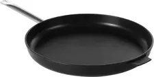 Frying pan Titanium Professional cast aluminium Bratpfanne Titanium Professional Aluminiumguss Frying pan Titanium Professional cast aluminium; 40x5.5 cm (ØxH); black Bratpfanne Titanium Professional Aluminiumguss; 40x5.5 cm (ØxH); schwarz Titanium Professional Frying Pan The Titanium Professional frying pan from HENDI has been specially developed for professional and demanding use. Thanks to its high-quality hard cast aluminium, this pan offers outstanding thermal conductivity and is ready for use in no time. Ideal for even frying, energy-efficient cooking and perfect results. The cast aluminium ensures rapid and even heat distribution. A titanium layer is incorporated between the aluminium body and the non-stick coating. This innovative double-layer process significantly extends the pan’s lifespan and offers additional protection against scratches and wear. The durable Whitford® Xylan non-stick coating is heat-resistant up to 250 °C and allows for low-fat frying without food sticking. At the same time, the pan is particularly easy to clean, making it ideal for everyday use in the kitchen and in the catering industry. The ergonomic handle, made from 18/10 stainless steel, stays pleasantly cool even at high temperatures and ensures safe handling. The pan is food-safe and designed for professional use. The Titanium Professional frying pan is suitable for use on gas, electric and ceramic hobs. Not suitable for: induction hobs and ovens. Not dishwasher-safe. Bratpfanne Titanium Professional Die Bratpfanne Titanium Professional von HENDI wurde speziell für den professionellen und anspruchsvollen Einsatz entwickelt. Dank hochwertigem hartem Aluminiumguss überzeugt diese Pfanne durch eine hervorragende Wärmeleitfähigkeit und eine besonders schnelle Einsatzbereitschaft. Ideal für gleichmäßiges Braten, energiesparendes Kochen und perfekte Ergebnisse. Der Aluminiumguss sorgt für eine schnelle und gleichmäßige Wärmeverteilung. Zwischen dem Aluminiumkörper und der Antihaftbeschichtung ist eine Titanium-Schicht eingearbeitet. Dieses innovative Doppelschichtverfahren erhöht die Lebensdauer der Pfanne deutlich und bietet zusätzlichen Schutz vor Kratzern und Abnutzung. Die langlebige Whitford® Xylan-Antihaftbeschichtung ist bis 250 °C temperaturbeständig und ermöglicht fettarmes Braten ohne Anhaften. Gleichzeitig ist die Pfanne besonders leicht zu reinigen, was sie ideal für den täglichen Einsatz in Küche und Gastronomie macht. Der ergonomische Edelstahlgriff aus 18/10 Edelstahl bleibt auch bei hohen Temperaturen angenehm kühl und sorgt für eine sichere Handhabung. Die Pfanne ist lebensmittelkonform und für den professionellen Gebrauch ausgelegt. Die Bratpfanne Titanium Professional ist für Gasherd, Elektroherd und für Ceran-/Glaskeramikherd geeignet. Nicht geeignet für: Induktionsherde und Backofen. Nicht spülmaschinengeeignet