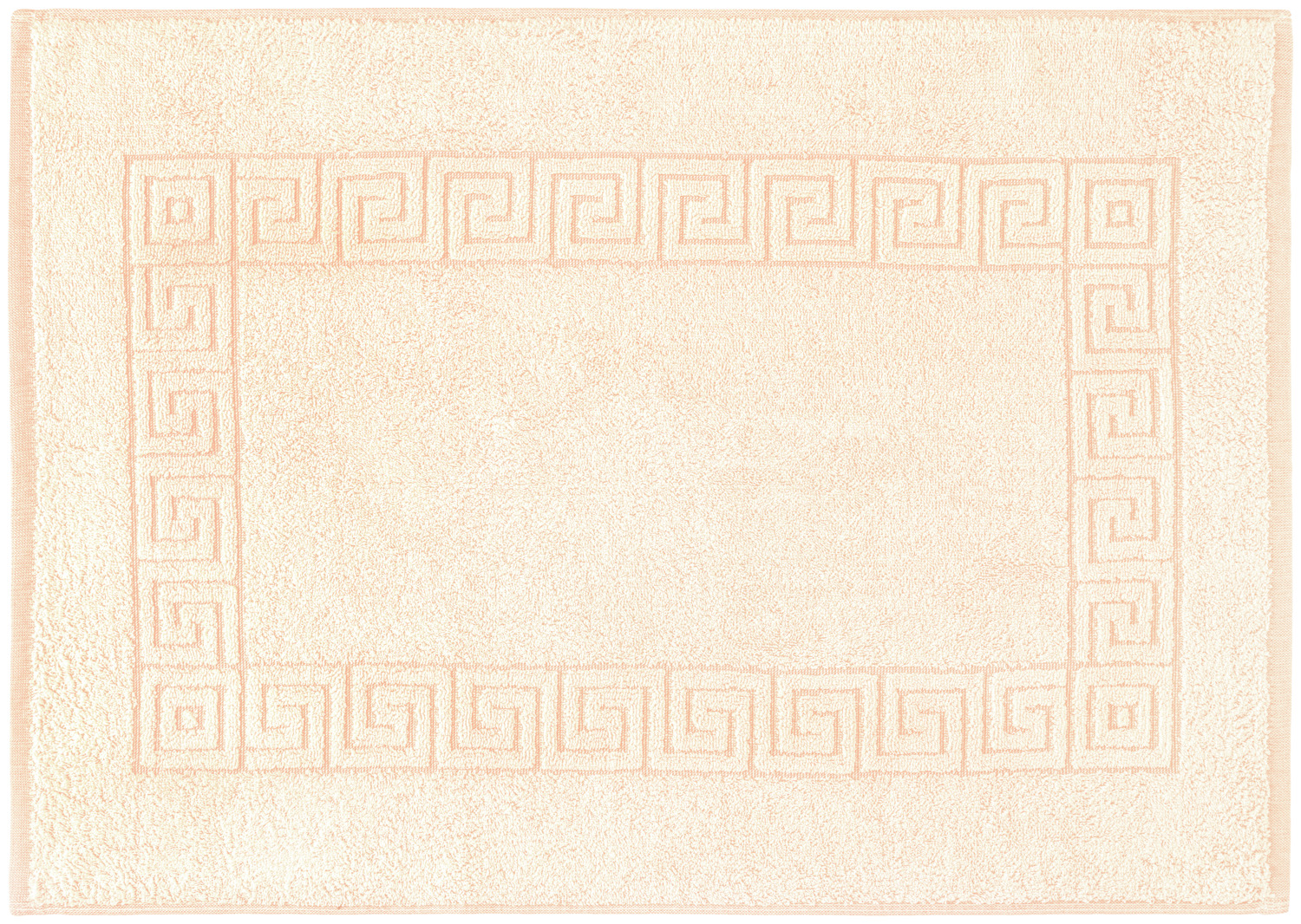PULSIVA LUSINI Solutions GmbH Bath mat Athen with border Badematte Athen mit Borte Bath mat Athen with border; 50x70 cm (WxL); apricot Badematte Athen mit Borte; 50x70 cm (BxL); apricot 100% cotton. Weight approx. 600 g/m². Twisted terry bath mat with Greek border all around. Durable and absorbent in subtle pastel shades. Personalization possible. 100 % Baumwolle. Gewicht ca. 600 g/m². Zwirnfrottier Badematte mit griechischer Bordüre ringsum. Langlebig und saugfähig in dezenten Pastelltönen. Personalisierung möglich.