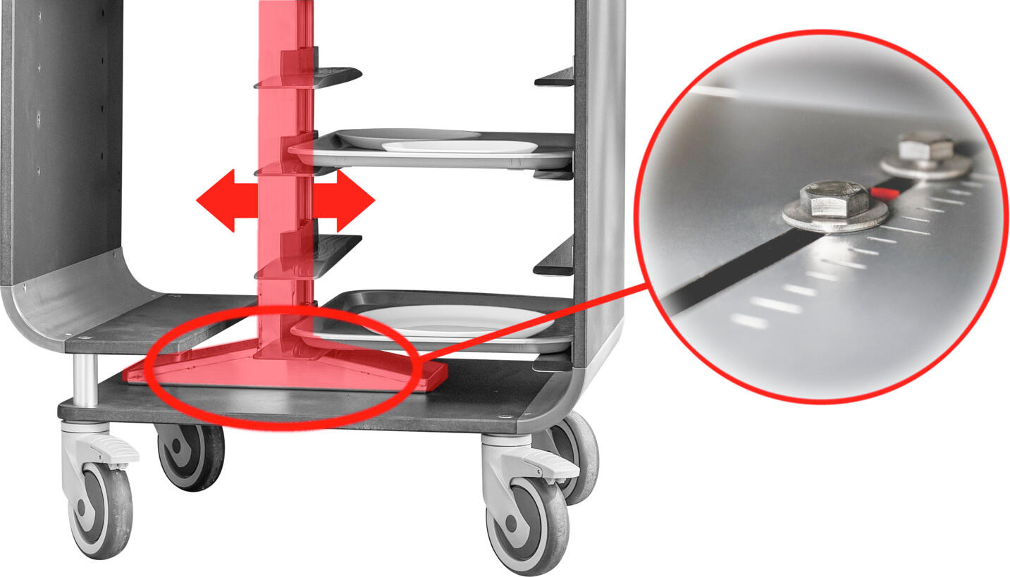 VEGA Gorgone Tray Trolley, Anthracite, 14 Tray Capacity, 3 Adjustable Bottle Baskets, Stainless Steel and Laminate, 70.5x55x188 cm, 4 Castors