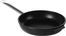 Frying pan Titanium Professional cast aluminium Bratpfanne Titanium Professional Aluminiumguss Frying pan Titanium Professional cast aluminium; 32x5.5 cm (ØxH); black Bratpfanne Titanium Professional Aluminiumguss; 32x5.5 cm (ØxH); schwarz Titanium Professional Frying Pan The Titanium Professional frying pan from HENDI has been specially developed for professional and demanding use. Thanks to its high-quality hard cast aluminium, this pan offers outstanding thermal conductivity and is ready for use in no time. Ideal for even frying, energy-efficient cooking and perfect results. The cast aluminium ensures rapid and even heat distribution. A titanium layer is incorporated between the aluminium body and the non-stick coating. This innovative double-layer process significantly extends the pan’s lifespan and offers additional protection against scratches and wear. The durable Whitford® Xylan non-stick coating is heat-resistant up to 250 °C and allows for low-fat frying without food sticking. At the same time, the pan is particularly easy to clean, making it ideal for everyday use in the kitchen and in the catering industry. The ergonomic handle, made from 18/10 stainless steel, stays pleasantly cool even at high temperatures and ensures safe handling. The pan is food-safe and designed for professional use. The Titanium Professional frying pan is suitable for use on gas, electric and ceramic hobs. Not suitable for: induction hobs and ovens. Not dishwasher-safe. Bratpfanne Titanium Professional Die Bratpfanne Titanium Professional von HENDI wurde speziell für den professionellen und anspruchsvollen Einsatz entwickelt. Dank hochwertigem hartem Aluminiumguss überzeugt diese Pfanne durch eine hervorragende Wärmeleitfähigkeit und eine besonders schnelle Einsatzbereitschaft. Ideal für gleichmäßiges Braten, energiesparendes Kochen und perfekte Ergebnisse. Der Aluminiumguss sorgt für eine schnelle und gleichmäßige Wärmeverteilung. Zwischen dem Aluminiumkörper und der Antihaftbeschichtung ist eine Titanium-Schicht eingearbeitet. Dieses innovative Doppelschichtverfahren erhöht die Lebensdauer der Pfanne deutlich und bietet zusätzlichen Schutz vor Kratzern und Abnutzung. Die langlebige Whitford® Xylan-Antihaftbeschichtung ist bis 250 °C temperaturbeständig und ermöglicht fettarmes Braten ohne Anhaften. Gleichzeitig ist die Pfanne besonders leicht zu reinigen, was sie ideal für den täglichen Einsatz in Küche und Gastronomie macht. Der ergonomische Edelstahlgriff aus 18/10 Edelstahl bleibt auch bei hohen Temperaturen angenehm kühl und sorgt für eine sichere Handhabung. Die Pfanne ist lebensmittelkonform und für den professionellen Gebrauch ausgelegt. Die Bratpfanne Titanium Professional ist für Gasherd, Elektroherd und für Ceran-/Glaskeramikherd geeignet. Nicht geeignet für: Induktionsherde und Backofen. Nicht spülmaschinengeeignet