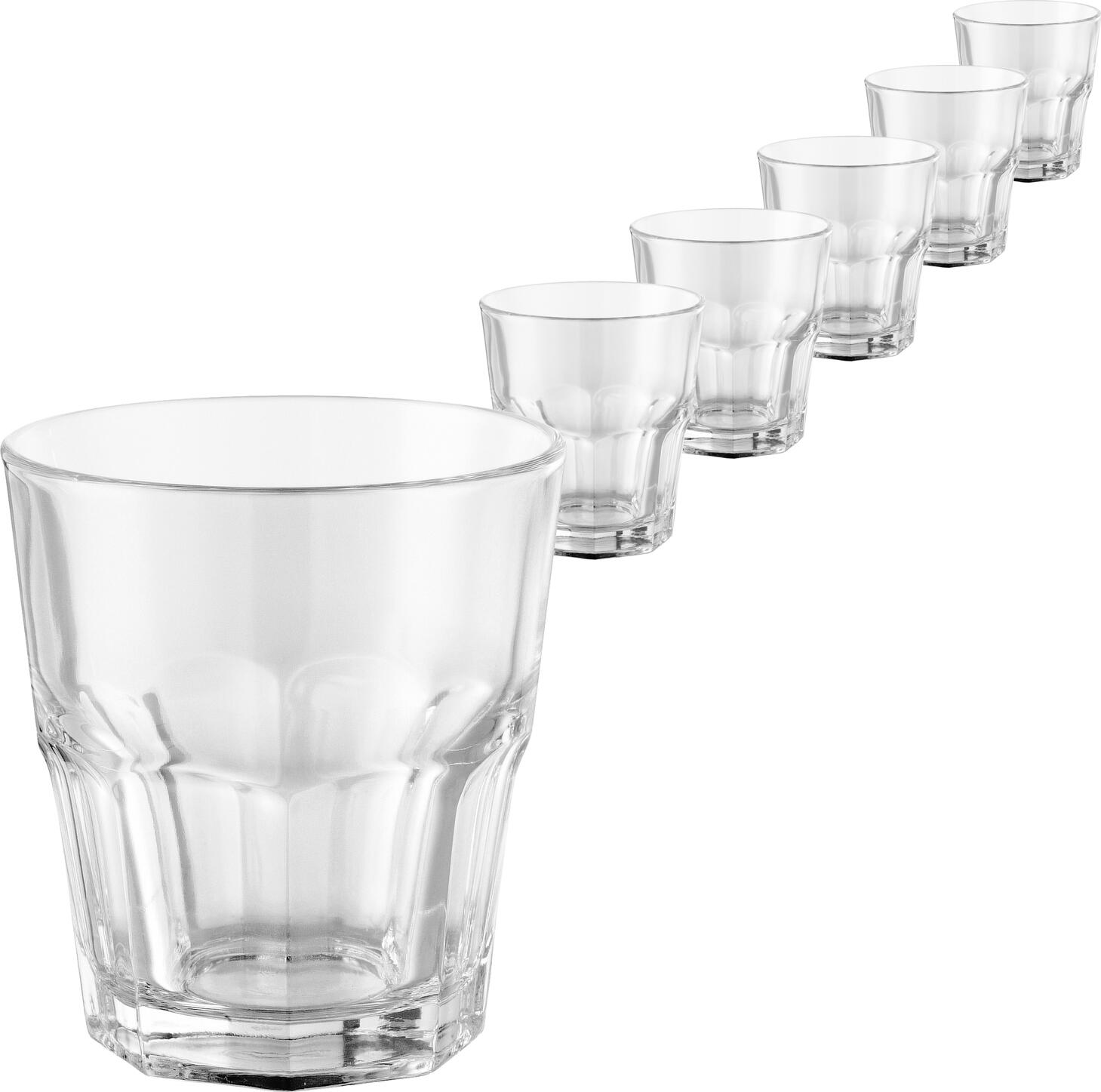 Pasabahce Casablanca S.O.F. Whisky Glasses, Set of 6, 250ml Tempered Glass, Stackable, Dishwasher Safe, Heavy Quality Robust Universal Glass, Transparent