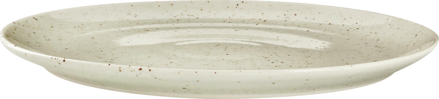VEGA Alessia Pizza Plate Set of 3, 34 cm Round Beige Porcelain Plates with Irregular Speckles, Dishwasher and Microwave Safe
