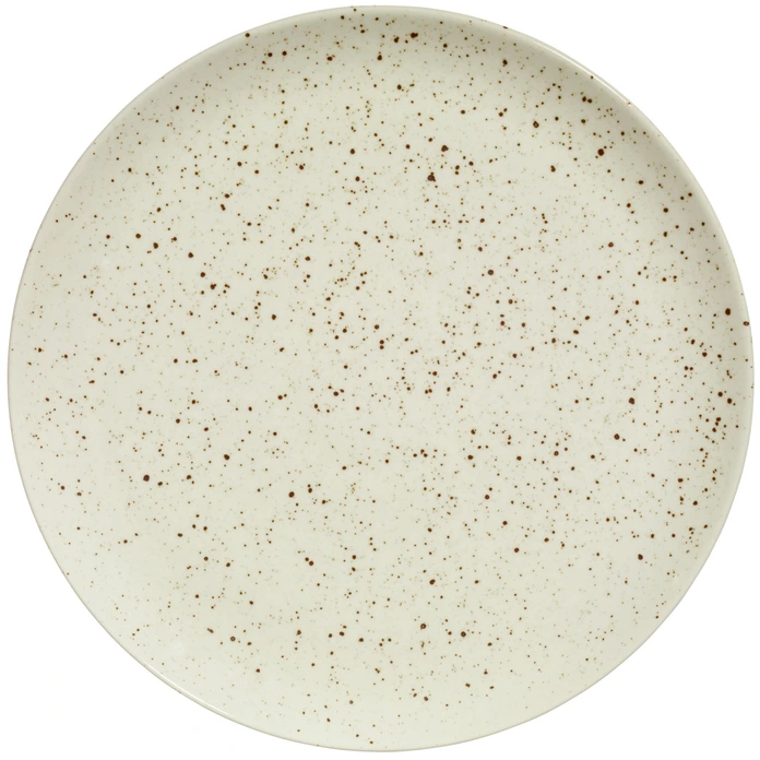 VEGA Alessia Pizza Plate Set of 3, 34 cm Round Beige Porcelain Plates with Irregular Speckles, Dishwasher and Microwave Safe