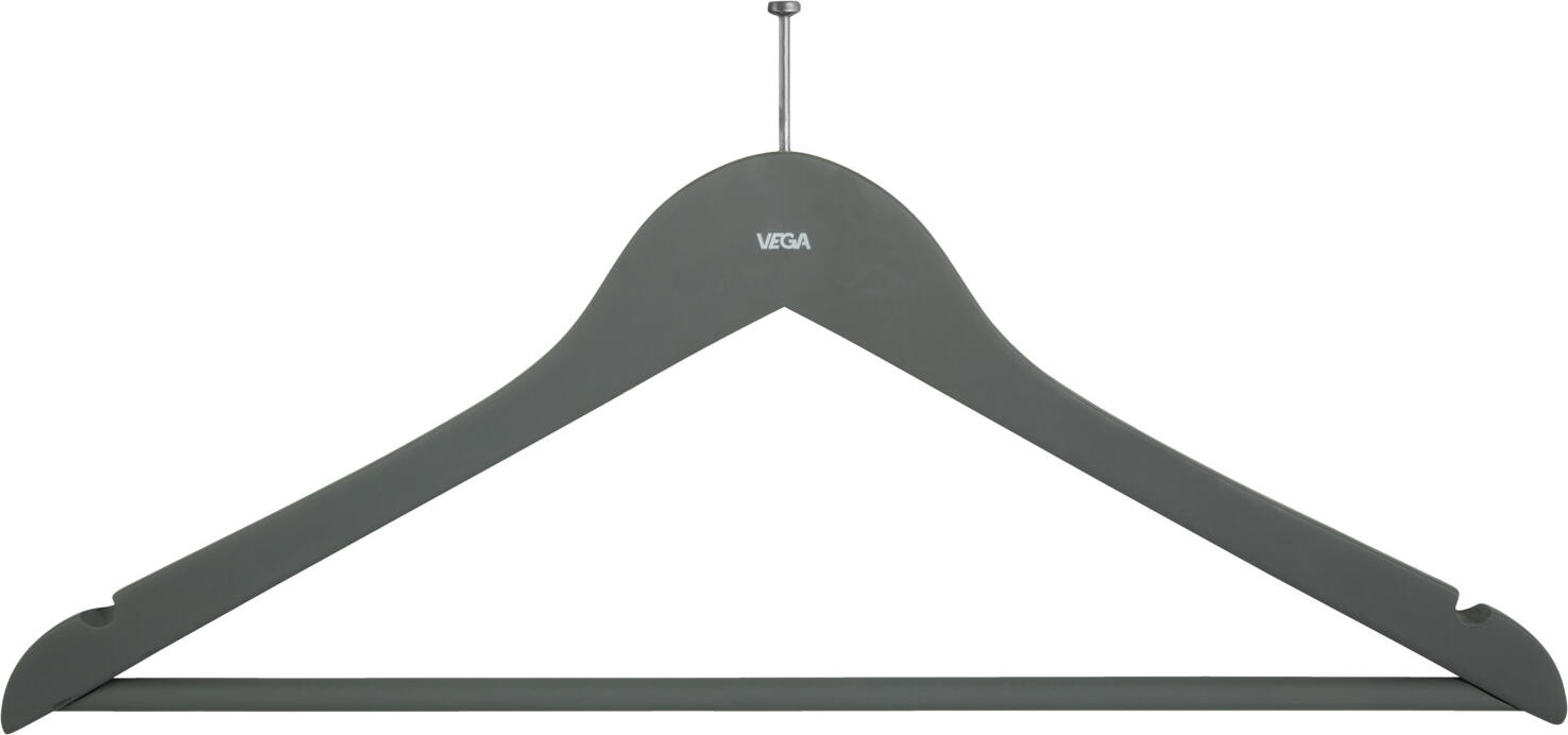 Umerasi de hotel Pulsiva Colgado, lemn de lotus, lac soft touch, gri, 44.5 x 27 cm, inel metalic anti-furt, set de 12 piese