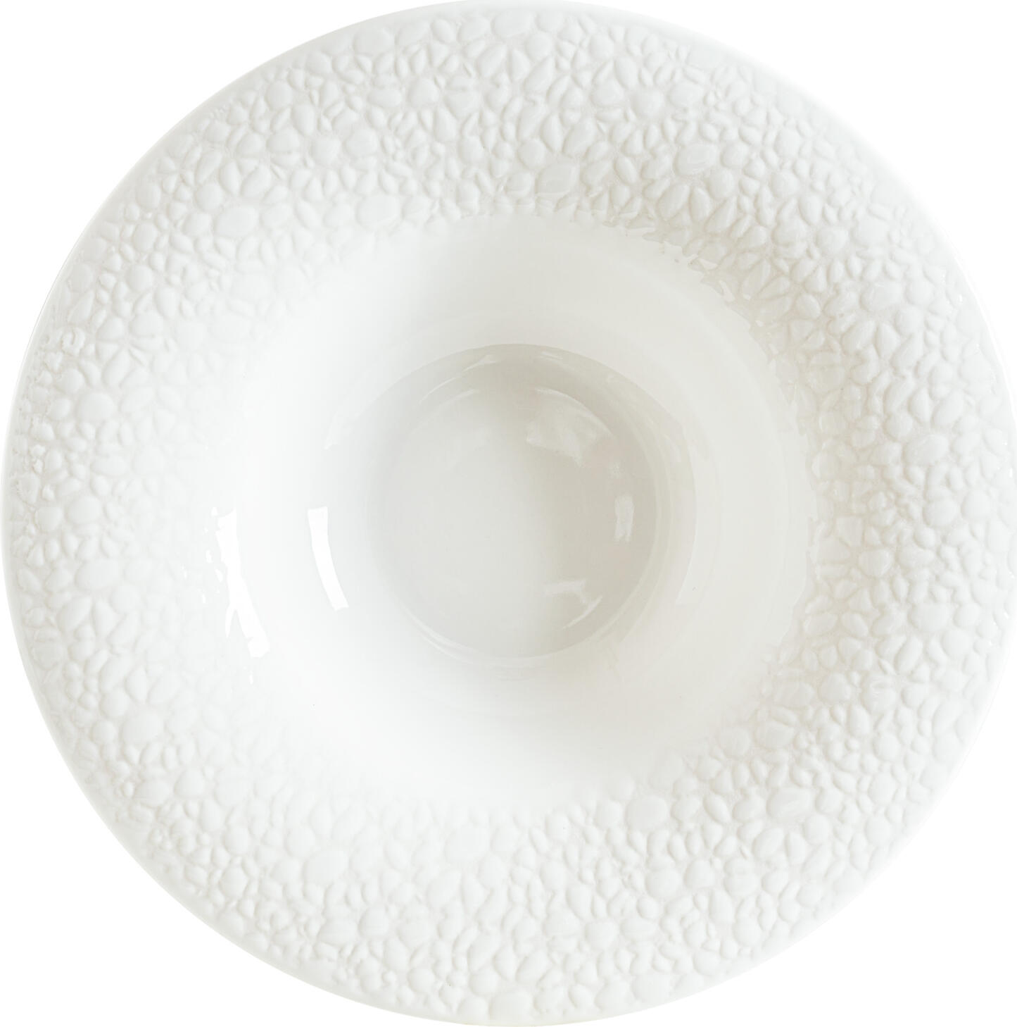 Bonna Marlena Deep Plate Set of 6, 28 cm White Hard Porcelain, Textured Relief Rim, Impact-Resistant Professional Catering Tableware