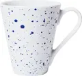 LUSINI Mixor Porcelain Coffee Mug Set of 6, 280 ml, Round, White/Blue, Dishwasher and Microwave Safe
