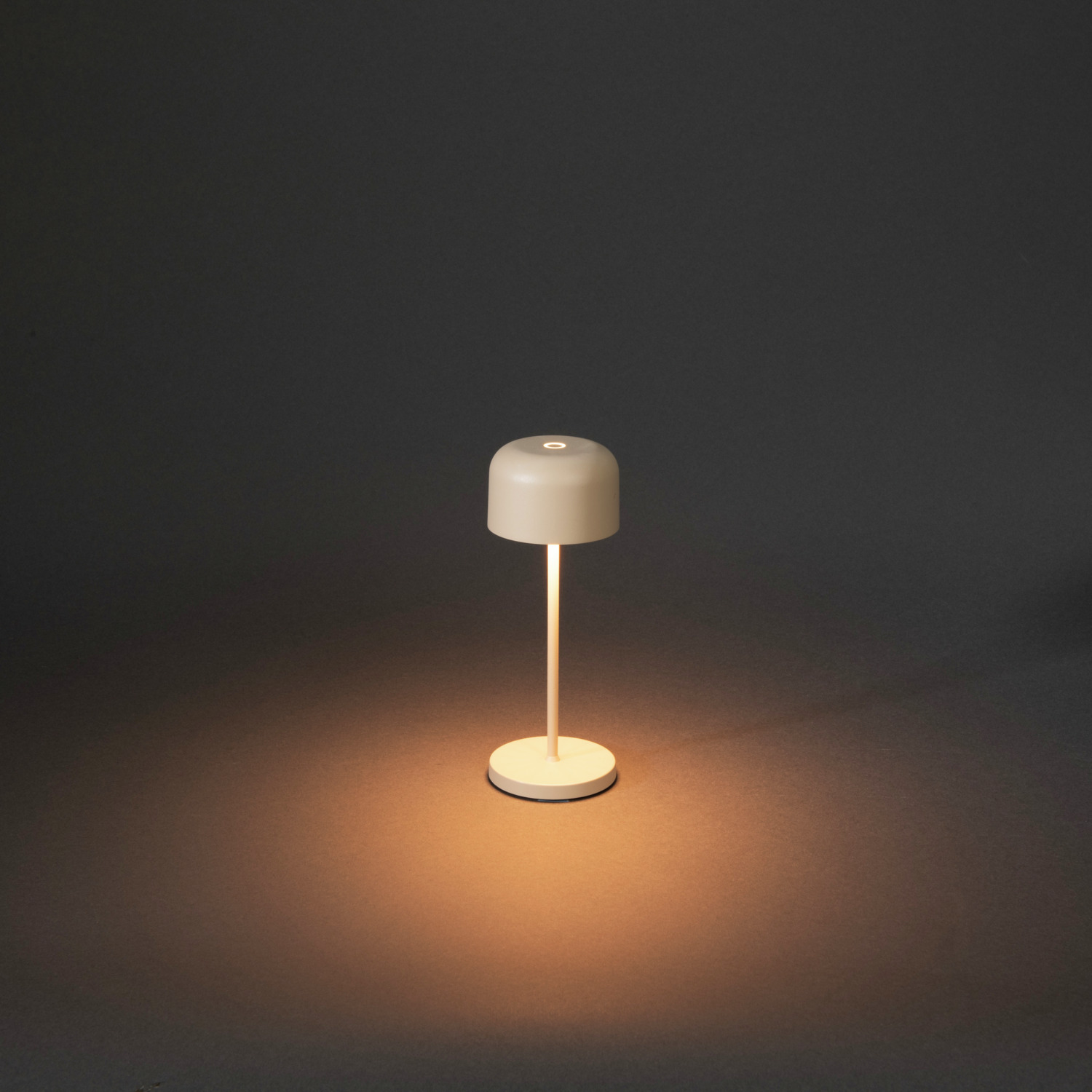 Konstsmide Lille mini Rechargeable LED Table Lamp, Sand, IP54 Weather Resistant Indoor Outdoor Light, Stepless Dimming, Warm White, 7.5x20 cm, 7835