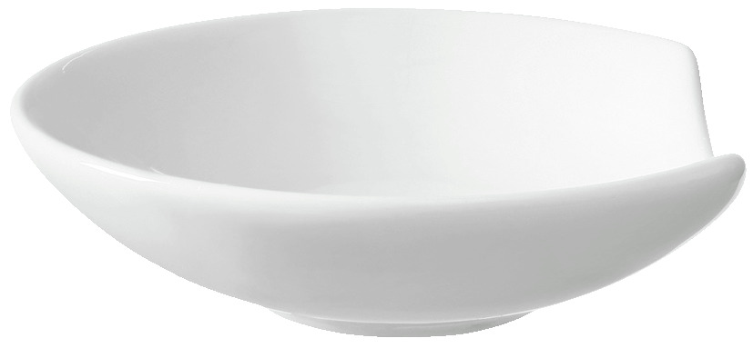 LUSINI Contrast White Porcelain Bowl with Edge Cutout, 4 pieces, 85 ml, 12.5 cm, Dishwasher and Microwave Safe