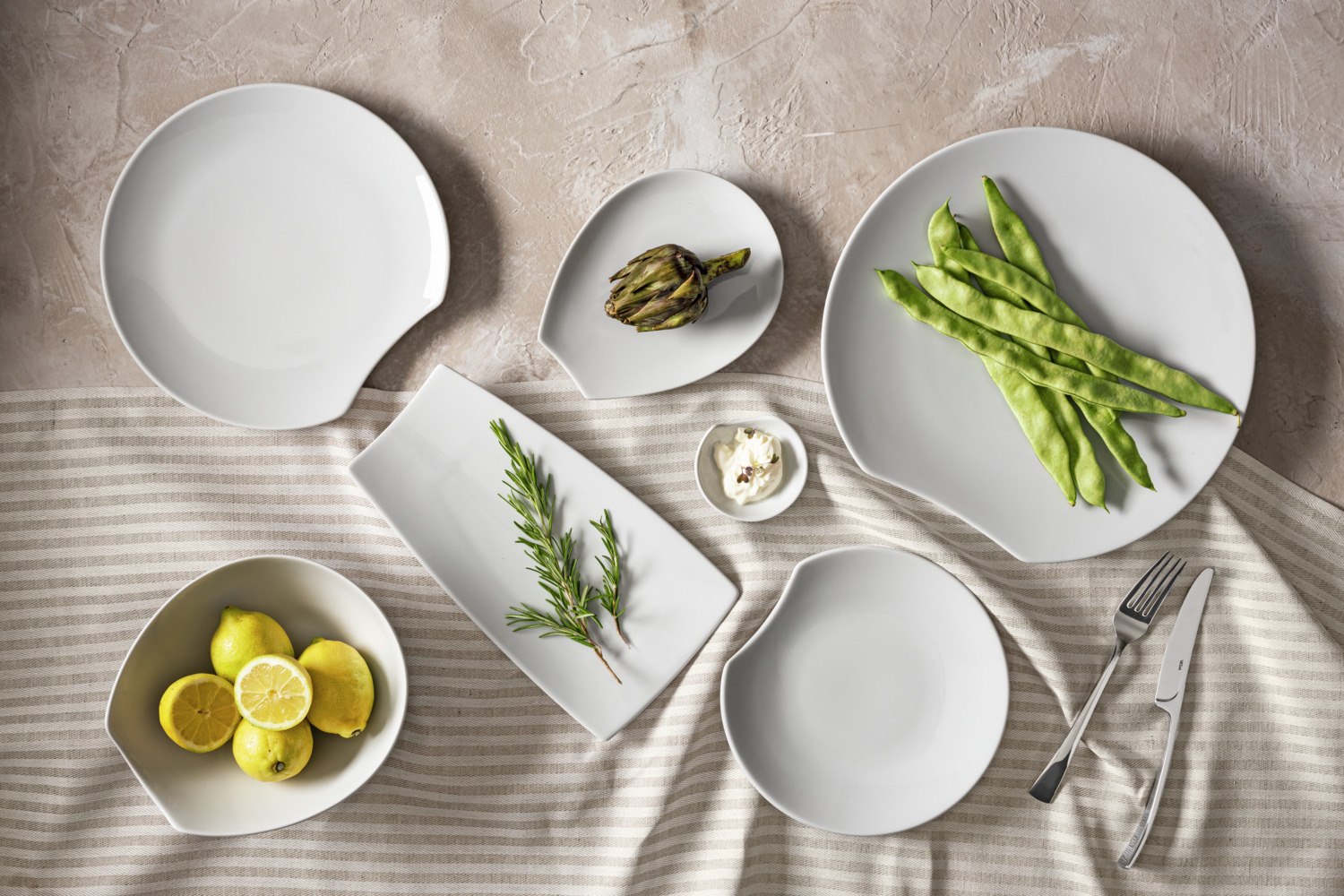 LUSINI Contrast White Porcelain Bowl with Edge Cutout, 4 pieces, 85 ml, 12.5 cm, Dishwasher and Microwave Safe