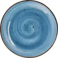 VEGA Nebro Flat Plate Set of 6, Premium Porcelain, 20 cm, Light-blue, Rustic Design, Rimless, Professional Catering Grade, Dishwasher and Microwave Safe