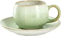 VEGA Cascais Espresso Cup Set of 6, 90ml Colored Porcelain with Gradient and Speckles, Light-green, Dishwasher and Microwave Safe