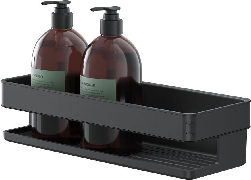 TIGER Carv Shower Basket, ABS Plastic with Stainless Steel Fastening, Black, 280x105x69 mm, Removable Sliding Mechanism for Cleaning, Max Load 3 kg