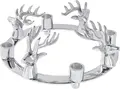 Vega Anesa Advent Wreath Candle Holder, Cast Aluminum Chrome Silver, 27.5 cm Diameter, 4 Taper Candles Capacity with Deer Head Decoration