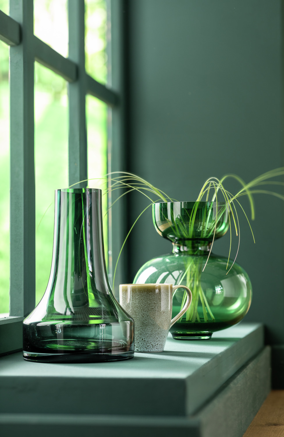 Vaza Rotunda Vega Nishay, Sticla Colorata Verde, Diametru 22.3 cm, Inaltime 25 cm, Compatibila cu Masina de Spalat Vase