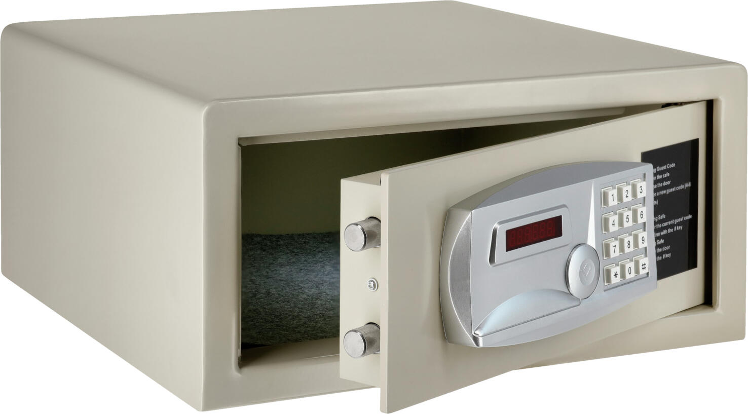 Pulsiva 10081428 Hotel Room Safe, Hardened Steel Digital Keypad Safe, Grey, 40 x 19.6 x 42.8 cm, with Emergency Key and Master Code
