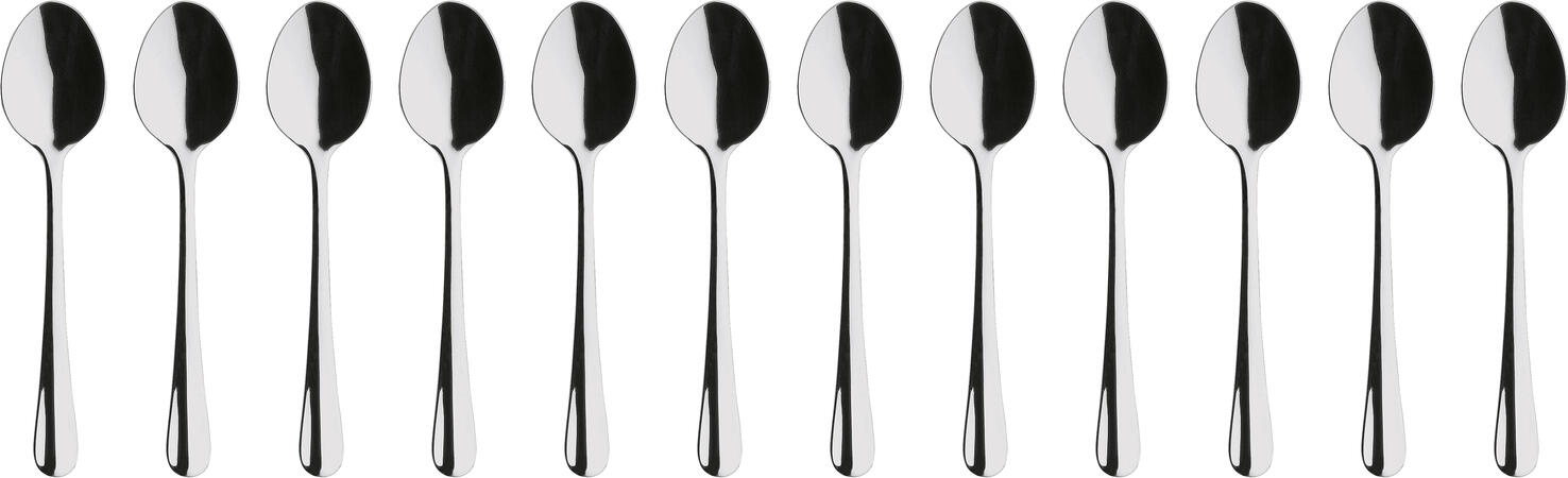 VEGA Baguette Espresso Mocha Spoons, 18/10 Chrome-Nickel Stainless Steel, Mirror Polished, 11 cm, Set of 12 Pieces