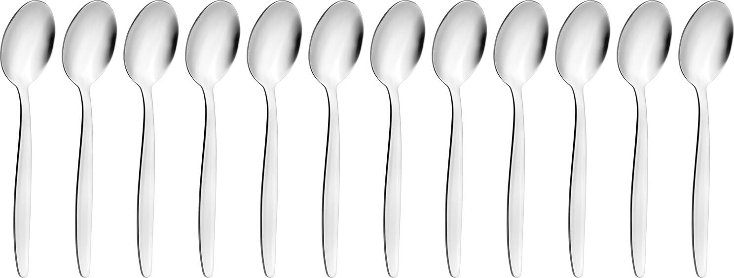Set de 12 linguri de ceai VEGA Fortuna, otel inoxidabil 18/0 cromat, finisaj oglinda, argintiu, 13.6 cm