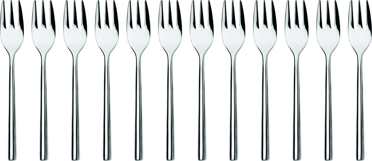 Set de 12 piese Furculite pentru tort VEGA London, Otel Inoxidabil 18/0 Cromat, Polire Oglinda, Rezistente la Rugina, 14.6 cm, Argintii