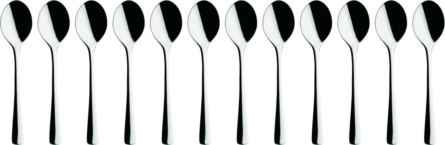 Set de 12 linguri pentru aperitive si desert, VEGA Madrid, otel inoxidabil 18/10 crom-nichel, polite mirror, 18 cm, argintiu