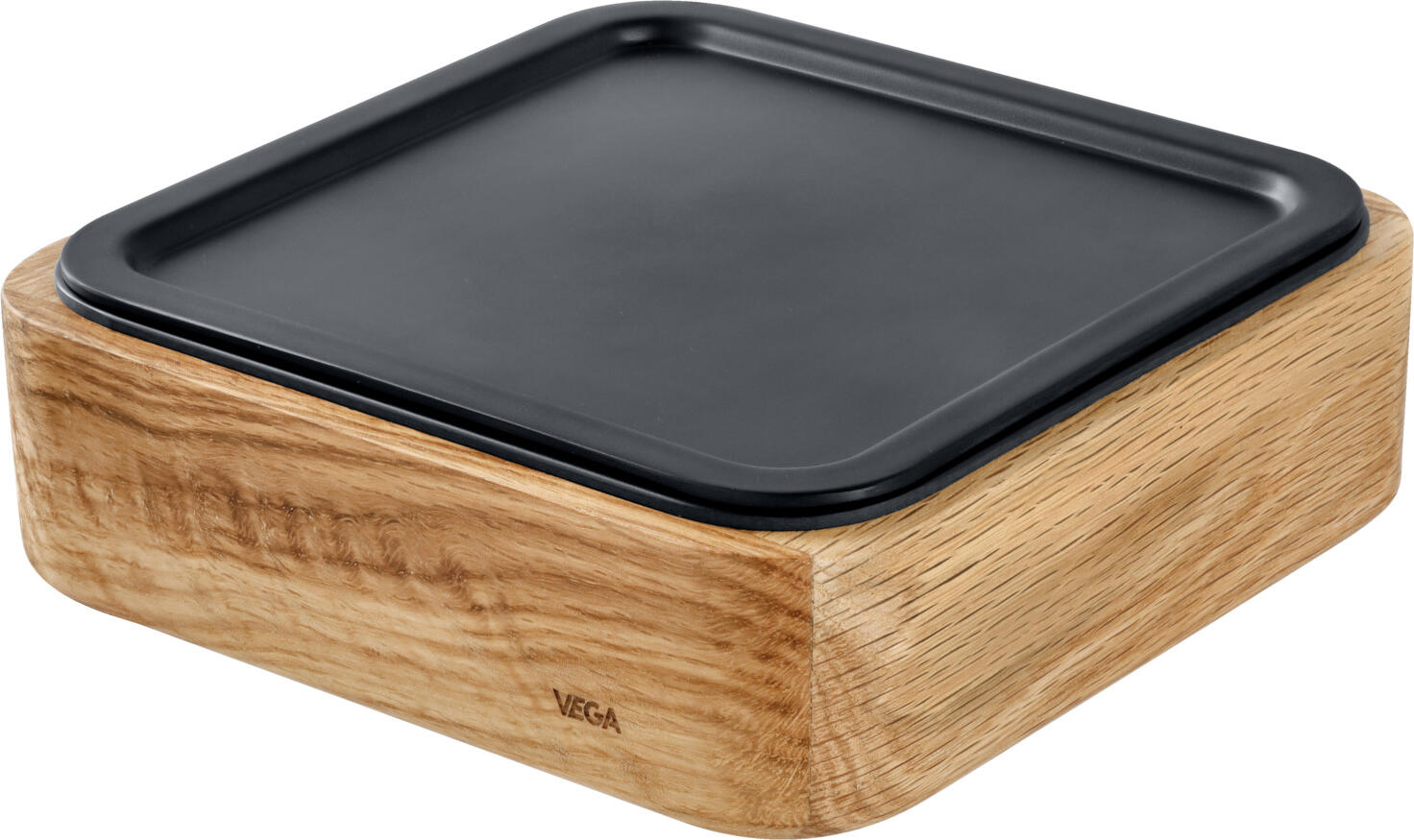 VEGA Fenra Square Buffet Platter, Black Melamine, Impact-Resistant and Break-Resistant, 18.6 x 18.6 x 1.2 cm, Dishwasher Safe