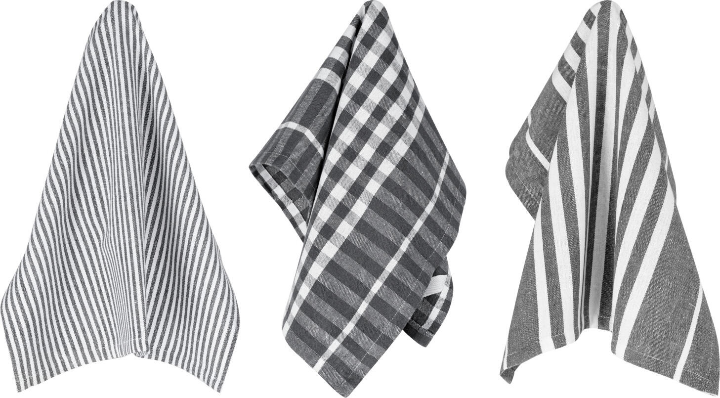 PULSIVA LUSINI Solutions GmbH Tea towels Jena Geschirrtücher Jena Tea towels Jena; 40x60 cm (WxL); grey/white; 3 piece / pack Geschirrtücher Jena; 40x60 cm (BxL); grau/weiß; 3 Stück / Pack 80% cotton, 20% polyester. Weight approx. 170 g/m². Durable tea towel in a pack of 3. With classic striped design. Can be used as a tea towel or a hand towel. 80 % Baumwolle, 20 % Polyester. Gewicht ca.170 g/m². Strapazierfähiges Geschirrtuch im 3er-Pack. Mit klassischem Streifen-Design. Als Geschirrtuch wie auch als Handtuch verwendbar.