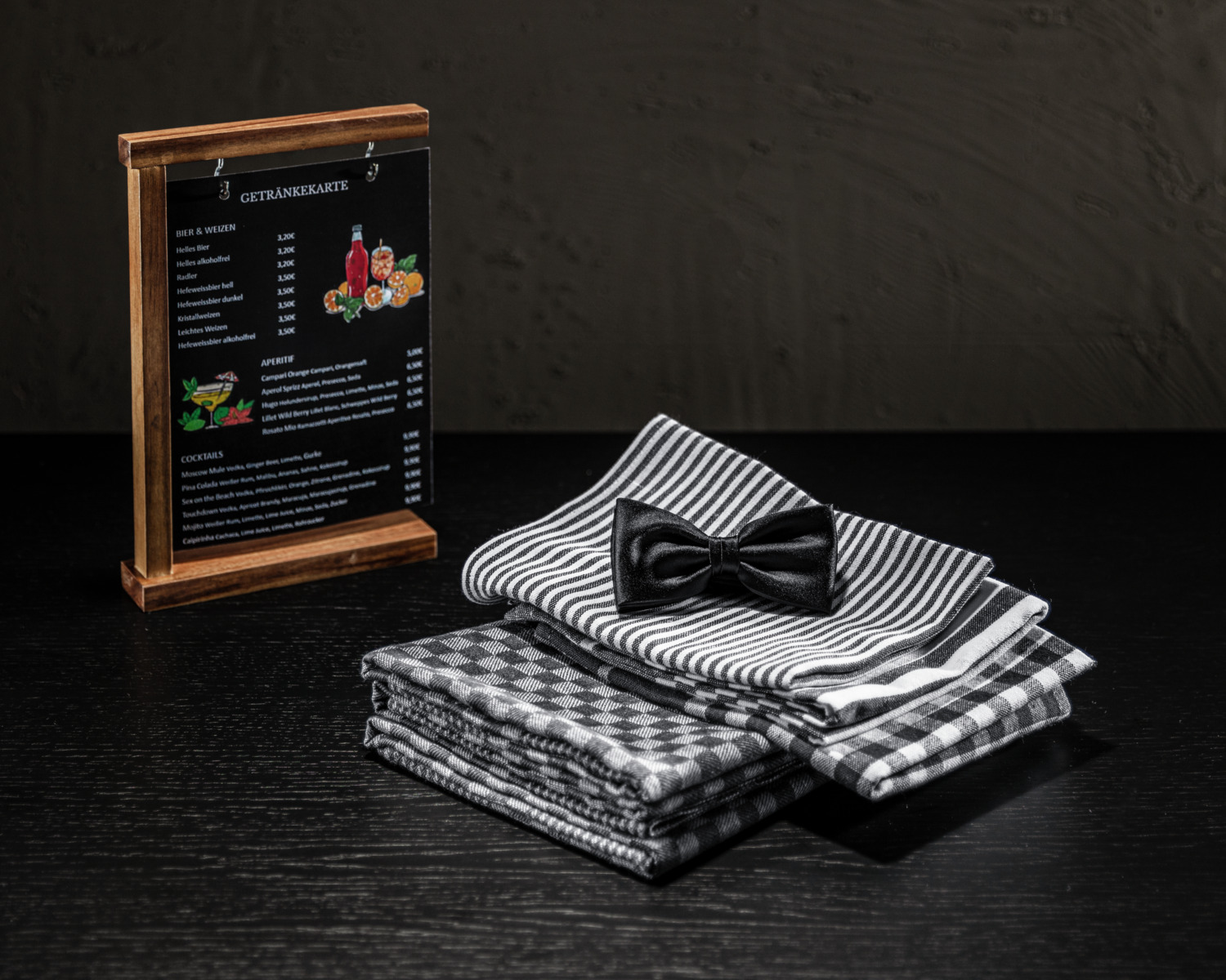 PULSIVA Jena Tea Towels, Set of 3, 40 x 60 cm, 80% Cotton 20% Polyester, Grey/White Striped and Checkered, OEKO-TEX Standard 100