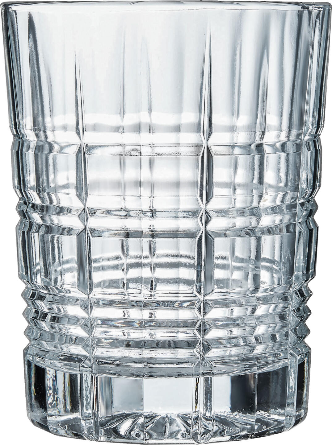 Arcoroc Arc France SAS Drinking/cocktail glass Brixton Trink-/Cocktailglas Brixton Drinking/cocktail glass Brixton; 350 ml, 8.7x11.2 cm (ØxH); transparent; 6 piece / pack Trink-/Cocktailglas Brixton; 350 ml, 8.7x11.2 cm (ØxH); transparent; 6 Stück / Pack Robust universal drinking glass with modern straight-line relief. Dishwasher safe. Robustes Universaldrinkglas mit modernem gradlinigen Relief. Spülmaschinenfest.