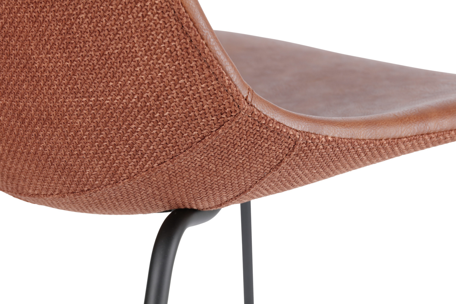 VEGA Velaro Modern Chair Set of 2, Imitation Leather and Fabric, Powder-Coated Metal Base, Russet and Black, 49x62x81 cm, Ergonomic Backrest