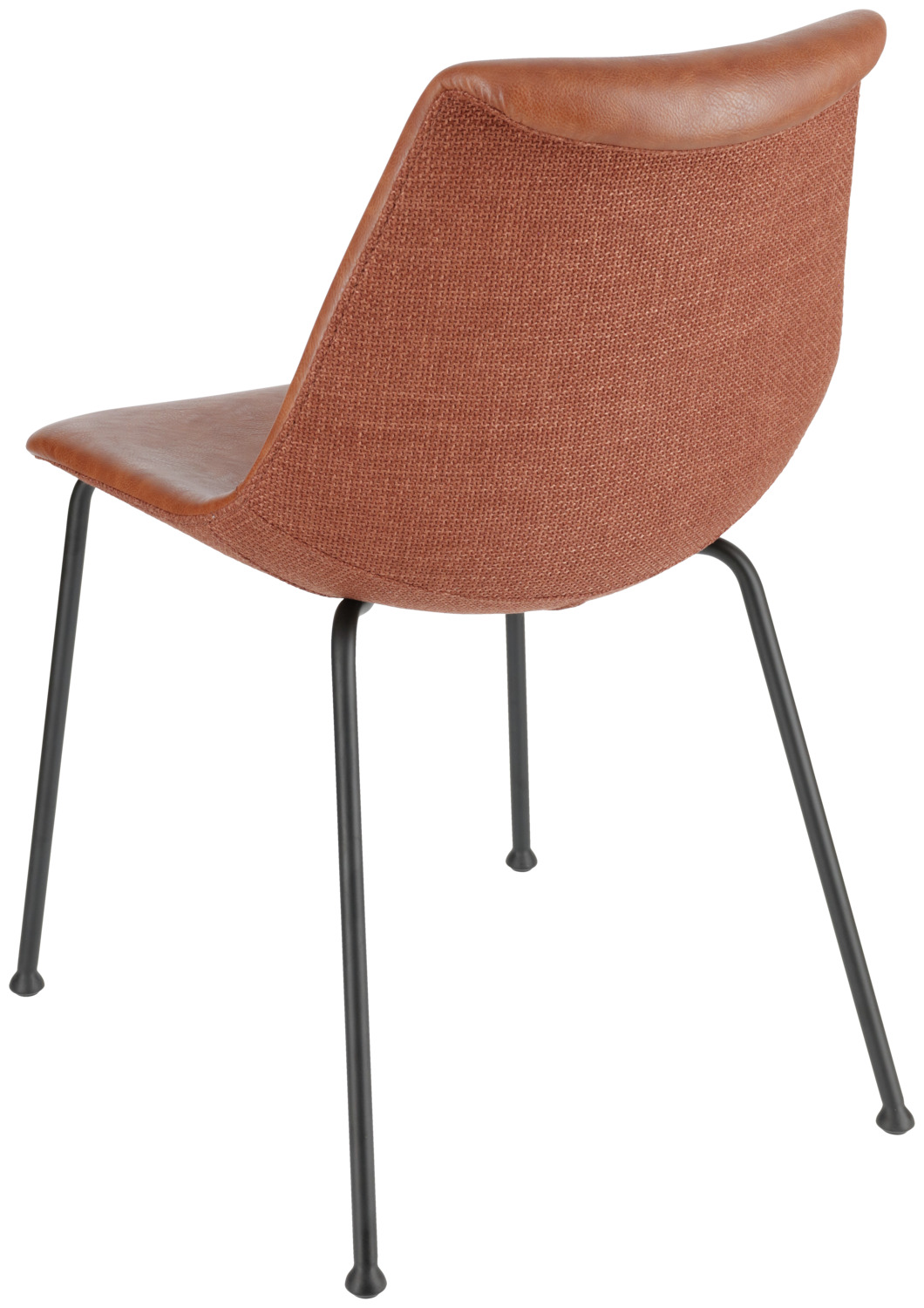 VEGA Velaro Modern Chair Set of 2, Imitation Leather and Fabric, Powder-Coated Metal Base, Russet and Black, 49x62x81 cm, Ergonomic Backrest