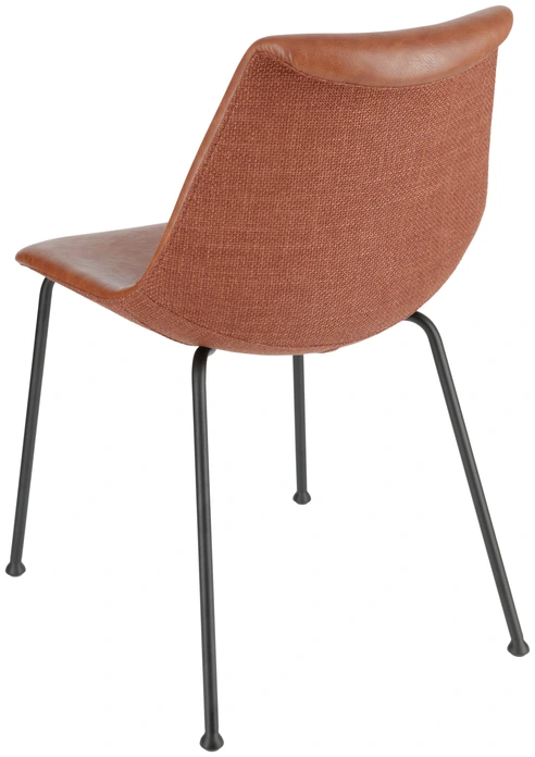 VEGA Velaro Modern Chair Set of 2, Imitation Leather and Fabric, Powder-Coated Metal Base, Russet and Black, 49x62x81 cm, Ergonomic Backrest