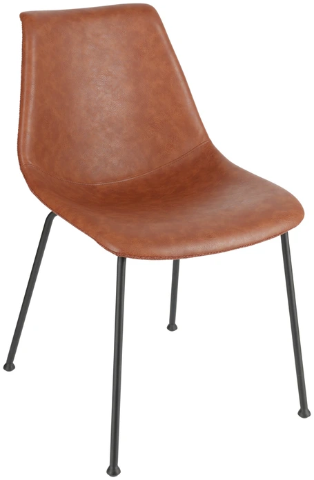 VEGA Velaro Modern Chair Set of 2, Imitation Leather and Fabric, Powder-Coated Metal Base, Russet and Black, 49x62x81 cm, Ergonomic Backrest