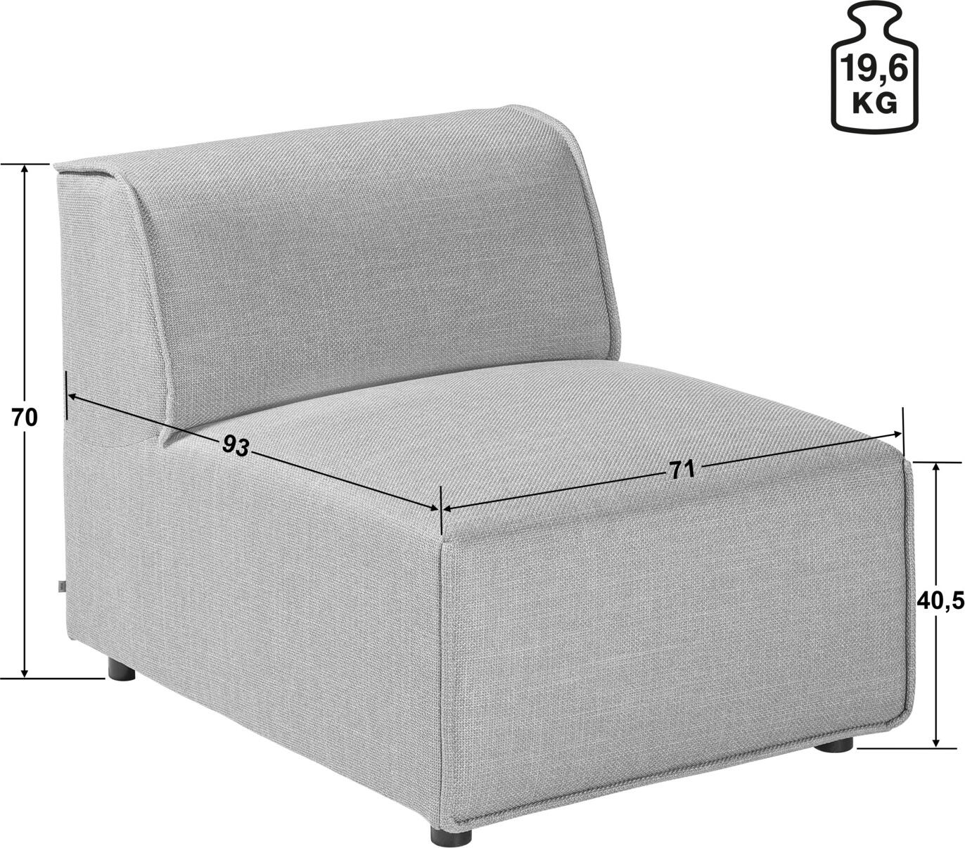VEGA Belford Modular Sofa Middle Element, Greyish Blue Melange Fabric, Nosag Springing, 71x93x70 cm, for Hotels and Offices