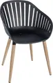 VEGA LUSINI Gimani Outdoor Bucket Chair Set of 4, Brown/Black, Weatherproof UV-Resistant Plastic Shell, Aluminum Wood-Look Legs, 53 x 55.5 x 79.5 cm