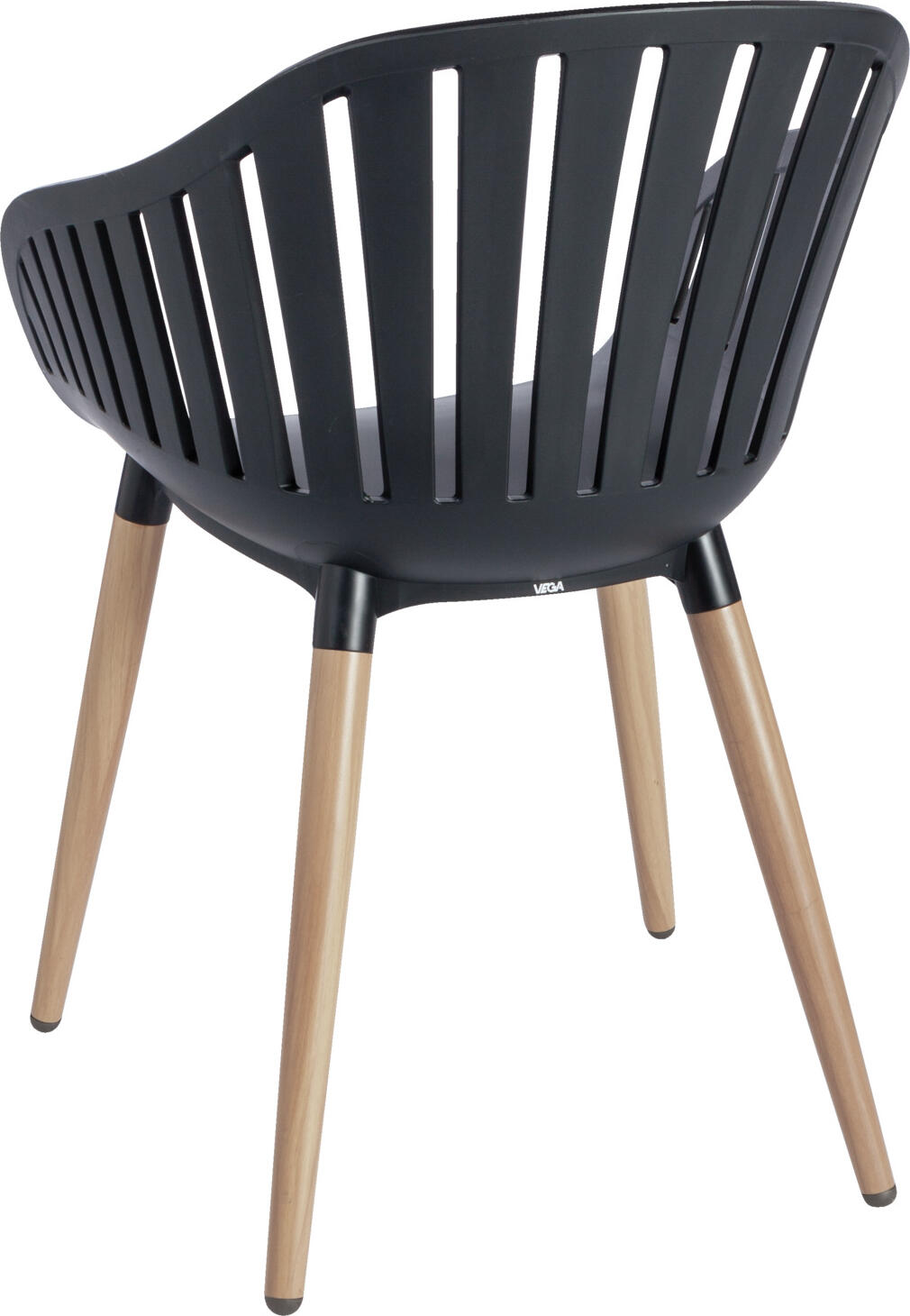 VEGA LUSINI Gimani Outdoor Bucket Chair Set of 4, Brown/Black, Weatherproof UV-Resistant Plastic Shell, Aluminum Wood-Look Legs, 53 x 55.5 x 79.5 cm