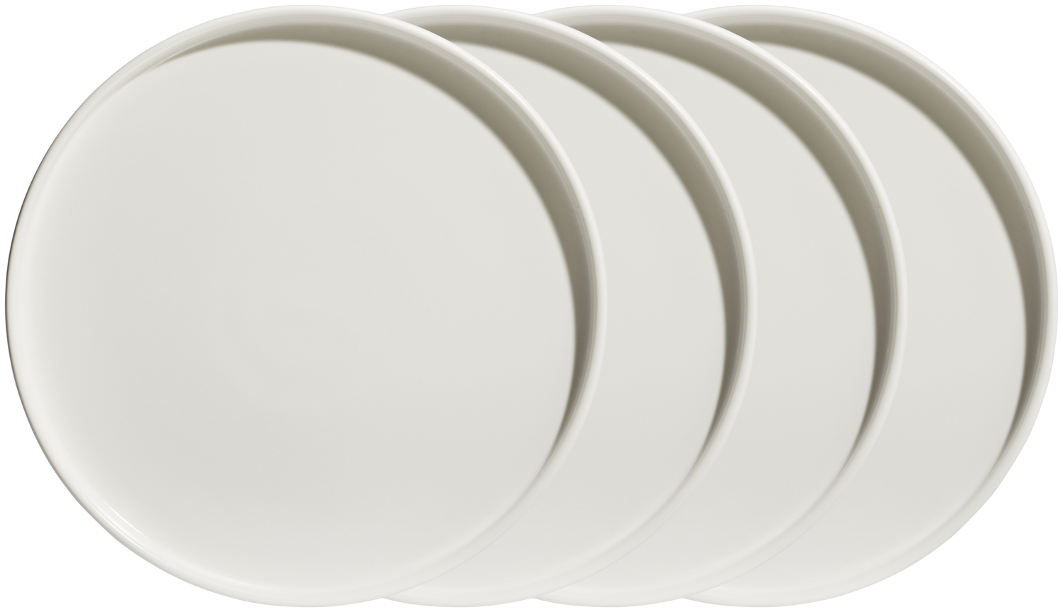 Set de 4 farfurii rotunde din ceramica VEGA Skady cu margine joasa, glazura mata, alb crema, diametru 26 cm, rezistente la masina de spalat vase si cuptor cu microunde