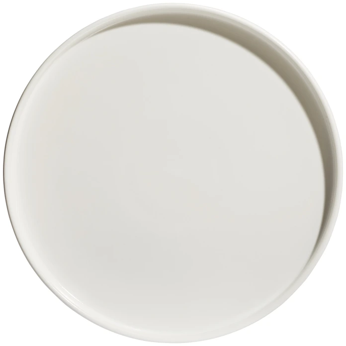 Set de 4 farfurii rotunde din ceramica VEGA Skady cu margine joasa, glazura mata, alb crema, diametru 26 cm, rezistente la masina de spalat vase si cuptor cu microunde