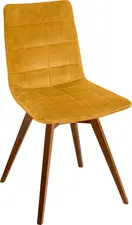 VEGA LUSINI Solutions GmbH Shell chair Milaria velvet, pack of 2 Schalenstuhl Milaria Samt, Gestell Holz Shell chair Milaria velvet, pack of 2; 60x51x88.5 cm (WxDxH); seat golden, base walnut; 2 set / pack Schalenstuhl Milaria Samt, Gestell Holz; 60x51x88.5 cm (BxTxH); Sitz gold, Gestell nussbaum; 2 Set(s) / Pack Elegant chair with upholstered seat shell made of velvet fabric (100 % polyester) and a chair frame made of beech wood, colour lacquered. Stitching on the seat shell. Felt glides included. Easy to clean. Suitable for indoor use only. Simple assembly - mount the frame to the seat shells with four screws. Alternative chair glides available on request. Eleganter Stuhl mit gepolsterter Sitzschale aus Samtstoff (100 % Polyester) und einem Stuhlgestell aus Buchenholz, farbig lackiert. Absteppungen an der Sitzschale. Inklusive Filzgleiter. Pflegeleicht. Nur für den Innenbereich geeignet. Einfache Montage - Gestell mit vier Schrauben an die Sitzschalen montieren. Alternative Stuhlgleiter auf Anfrage erhältlich.