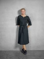 Rochie Profesionala Jobeline Pippa pentru femei, mărime 36, din amestec bumbac-poliester, croiala dreapta cu fusta midi A-line, maneca 3/4, talie ajustabila, Neagra