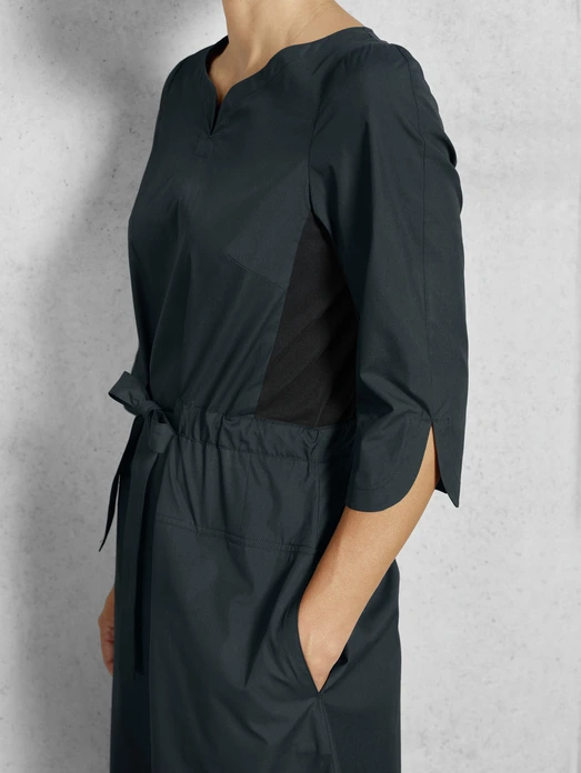 Rochie Profesionala Jobeline Pippa pentru femei, mărime 36, din amestec bumbac-poliester, croiala dreapta cu fusta midi A-line, maneca 3/4, talie ajustabila, Neagra