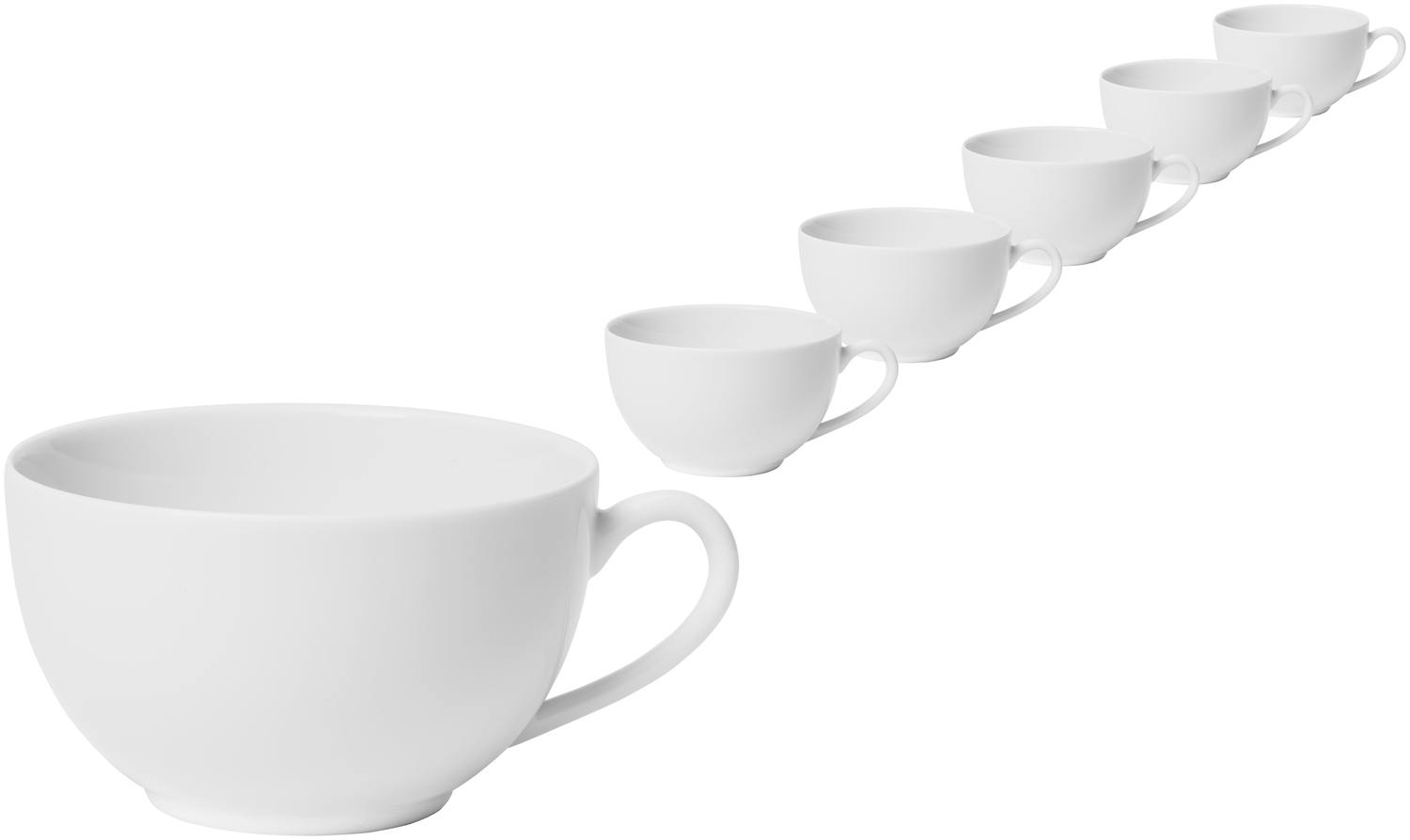 Ceasca de cafea din porțelan VEGA Mixor, Alb, 220 ml, Diametru 9.5 cm, Sigura pentru mașina de spălat vase și cuptor cu microunde, Set de 6 piese
