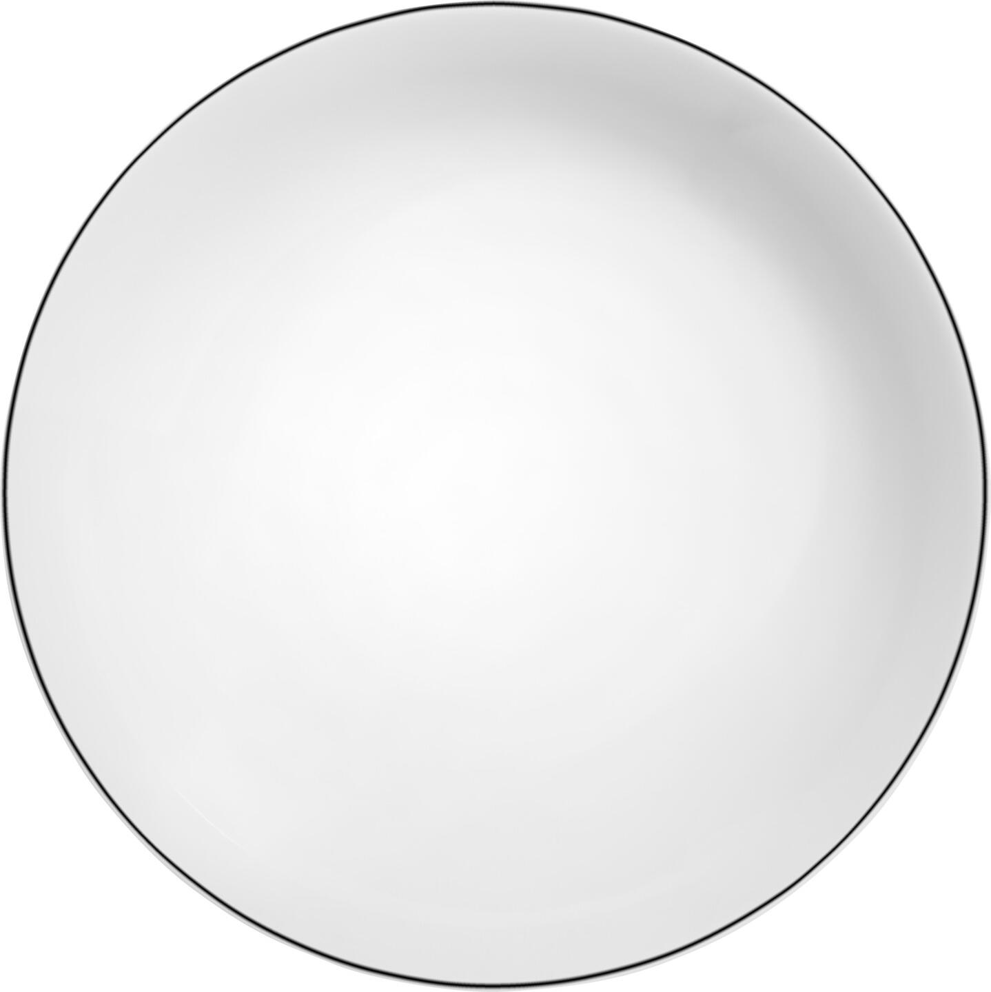 VEGA Bellino Deep Plates, White Porcelain with Black Rim, 20 cm Diameter, 600 ml Capacity, Dishwasher and Microwave Safe, Set of 6