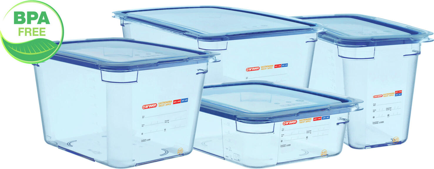 Containor Alimentar Araven Gastronorm GN, Plastic ABS, Fara BPA, Eticheta de Trasabilitate HACCP, Margini Rotunjite, -40 la +80 C, Spalabil la Masina