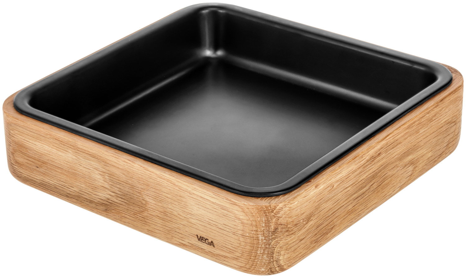 VEGA Fenra Buffet Dish Bowl Insert, Melamine, 1580 ml, 23.8 x 23.8 x 4.8 cm, Black, Shockproof, Stackable, Dishwasher Safe