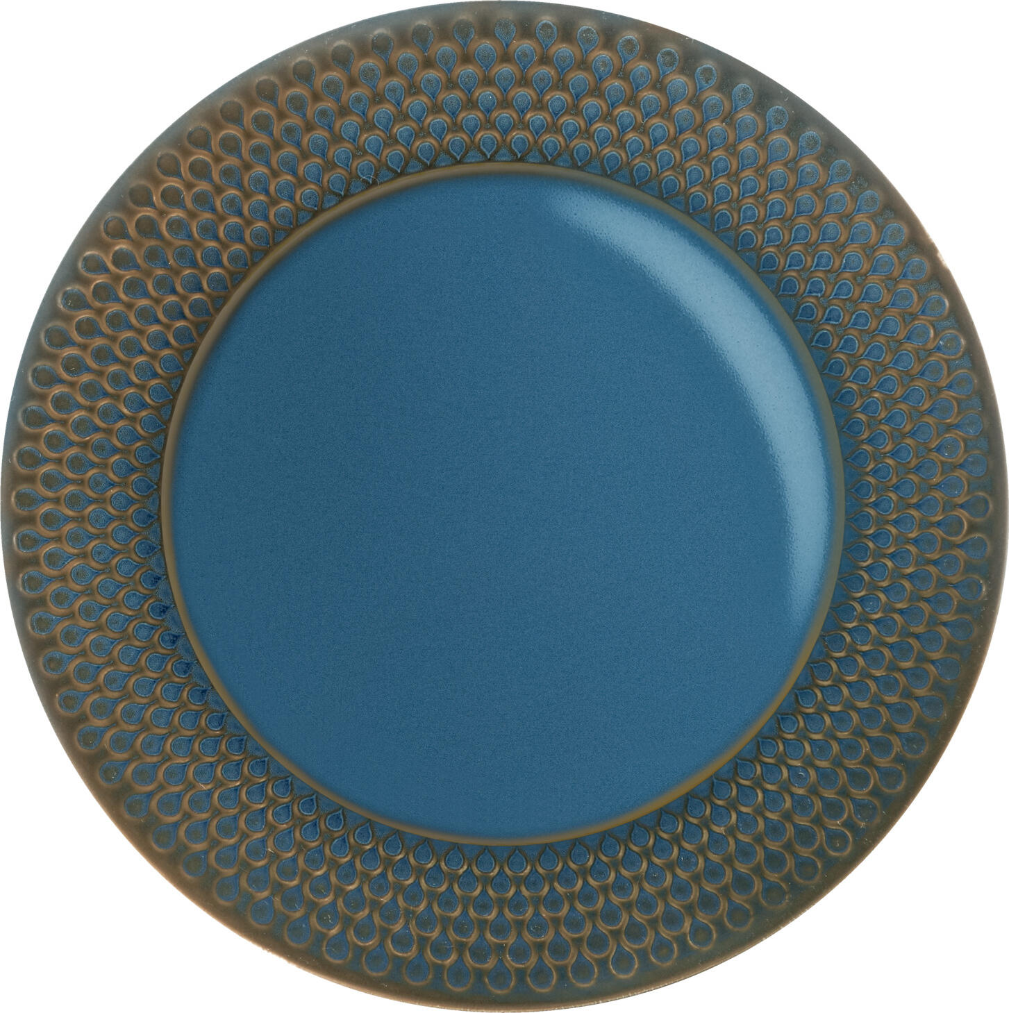 Set de 4 farfurii plate VEGA Aranda, porțelan colorat albastru, rotunde cu diametru de 26.5 cm, decor special unic, sigure la mașina de spălat vase și cuptor cu microunde